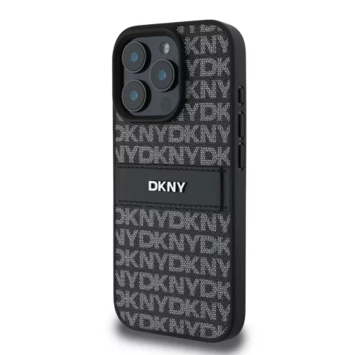  iPhone 16 Pro Fekete DKNY PU Bőr Ismétlődő Minta Tonális Csík T-3666339333324 3 kép
