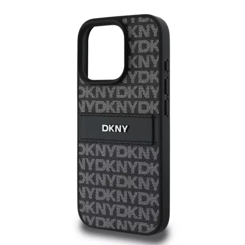  iPhone 16 Pro Fekete DKNY PU Bőr Ismétlődő Minta Tonális Csík T-3666339333324 4 kép