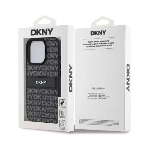 iPhone 16 Pro Fekete DKNY PU Bőr Ismétlődő Minta Tonális Csík T-3666339333324 6 kép
