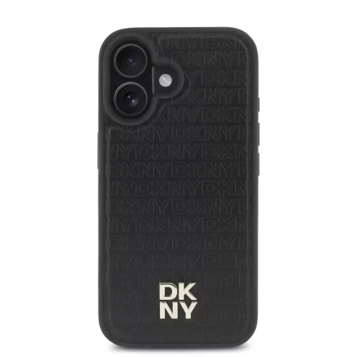  iPhone 16 Plus Fekete DKNY PU Bőr Ismétlődő Minta Stack Logo MagS-3666339333638 2 kép