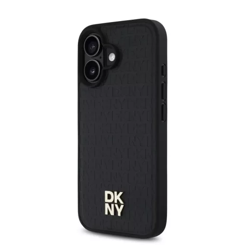  iPhone 16 Plus Fekete DKNY PU Bőr Ismétlődő Minta Stack Logo MagS-3666339333638 3 kép