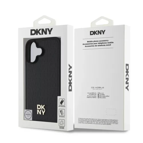  iPhone 16 Plus Fekete DKNY PU Bőr Ismétlődő Minta Stack Logo MagS-3666339333638 6 kép