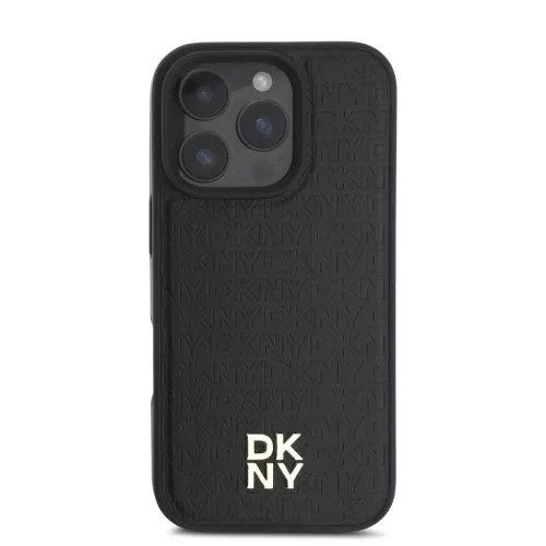  iPhone 16 Pro fekete DKNY PU bőr ismétlődő mintázatú logó MagS-3666339333645 2 kép