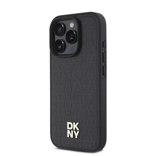  iPhone 16 Pro fekete DKNY PU bőr ismétlődő mintázatú logó MagS-3666339333645 3 kép