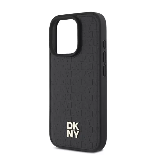  iPhone 16 Pro fekete DKNY PU bőr ismétlődő mintázatú logó MagS-3666339333645 4 kép