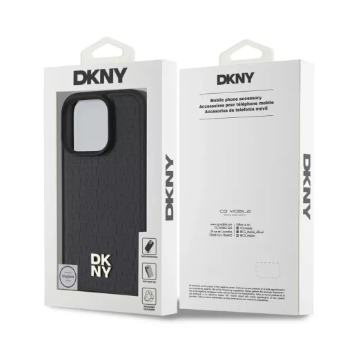  iPhone 16 Pro fekete DKNY PU bőr ismétlődő mintázatú logó MagS-3666339333645 6 kép