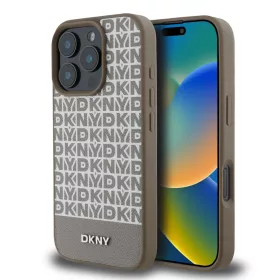 iPhone 16 Pro Max Barna DKNY PU Bőr Ismétlődő Minta Alsó Csík M-3666339333812 1 kép