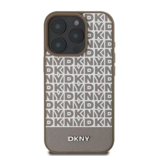  iPhone 16 Pro Max Barna DKNY PU Bőr Ismétlődő Minta Alsó Csík M-3666339333812 2 kép