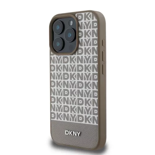  iPhone 16 Pro Max Barna DKNY PU Bőr Ismétlődő Minta Alsó Csík M-3666339333812 3 kép