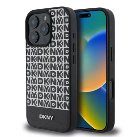  iPhone 16 Pro Max Fekete DKNY PU Bőr Ismétlődő Minta Alsó Csík -3666339333850 1 kép
