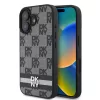  iPhone 16 Fekete DKNY PU bőr kockás mintás és csíkos tok
