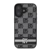  iPhone 16 Fekete DKNY PU bőr kockás mintás és csíkos tok-3666339334109 2 kép