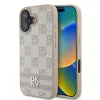  iPhone 16 Rózsaszín DKNY PU bőr kockás mintás és csíkos tok