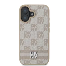  iPhone 16 Rózsaszín DKNY PU bőr kockás mintás és csíkos tok-3666339334222 2 kép