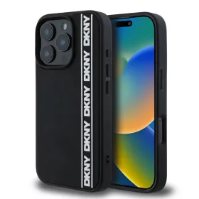    iPhone 16 Pro Max Fekete DKNY 3D Rubber Repeat Logo Line tok