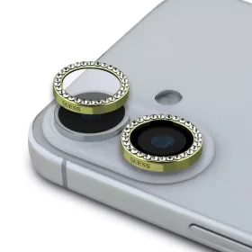    iPhone 16/16 Plus Kamera Lencséhez Guess Arany Fix Csillámos Védőüveg üvegfólia