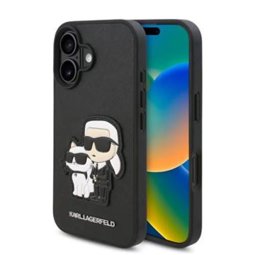 Karl Lagerfeld PU Saffiano Karl és Choupette tok iPhone 16 Plus Feket-3666339343705 1 kép