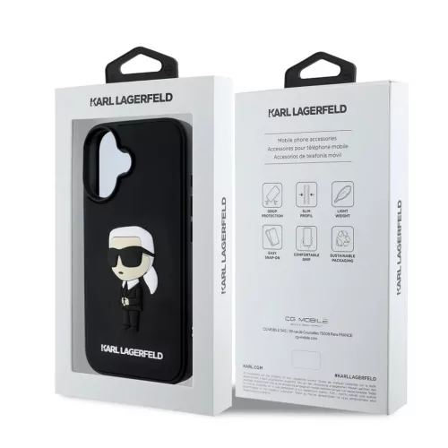  iPhone 16 Fekete Karl Lagerfeld 3D Rubber Ikonik tok-3666339343736 6 kép