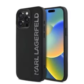    iPhone 15 Pro Fekete Karl Lagerfeld 3D Gumicsillogós Logós Tok