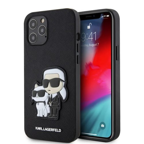 Karl Lagerfeld PU Saffiano Karl és Choupette tok iPhone 12/12 Pro fek-3666339366315 1 kép
