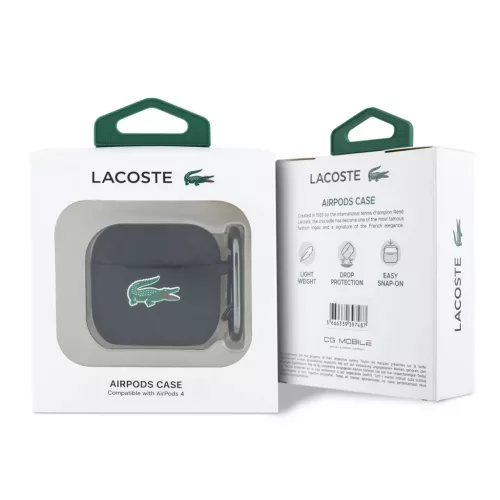  AirPods 4 fekete Lacoste Liquid Silicone Croc Logó tok-3666339397470 3 kép
