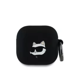   Karl Lagerfeld 3D Logo NFT Choupette Fej Szilikon Tok AirPods 4/5 Fekete