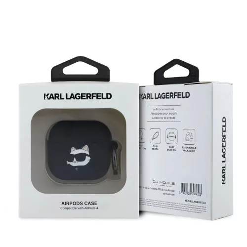 Karl Lagerfeld 3D Logo NFT Choupette Fej Szilikon Tok AirPods 4 Fekete-3666339398026 3 kép