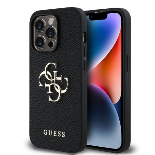Guess PU Grained 4G Metal Logo tok iPhone 14 Pro fekete-3666339424473 7 kép