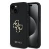 Guess PU Grained 4G Fém Logós tok iPhone 15-höz Fekete