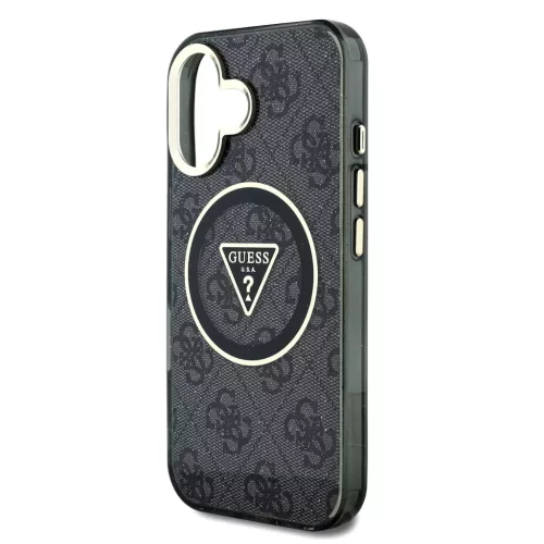  iPhone 16 Fekete Guess IML 4G Glitter és Triangle Logo MagSafe tok-3666339430061 5 kép