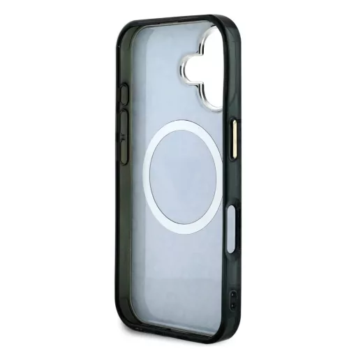  iPhone 16 Fekete Guess IML 4G Glitter és Triangle Logo MagSafe tok-3666339430061 6 kép