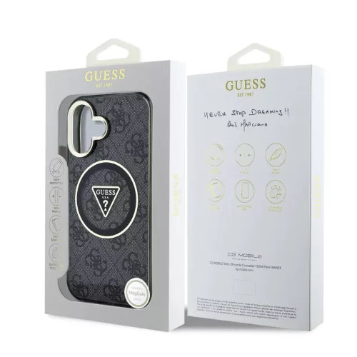  iPhone 16 Fekete Guess IML 4G Glitter és Triangle Logo MagSafe tok-3666339430061 7 kép