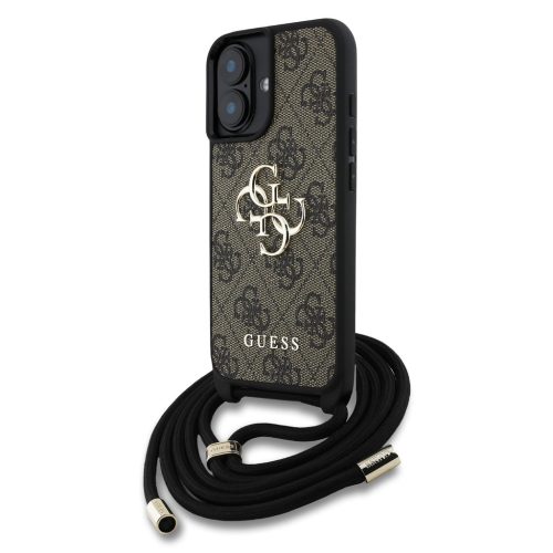 Guess PU 4G Metal Logo Crossbody Strap tok iPhone 16 barna tok-3666339434410 6 kép