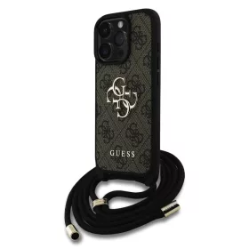    iPhone 16 Pro Barna Guess PU 4G Fém Logós Crossbody Pántos Tok
