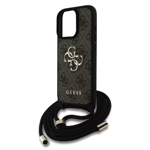  iPhone 16 Pro Barna Guess PU 4G Fém Logós Crossbody Pántos Tok-3666339434434 4 kép