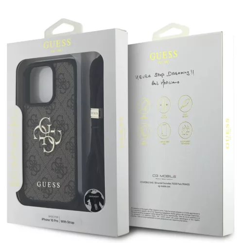  iPhone 16 Pro Barna Guess PU 4G Fém Logós Crossbody Pántos Tok-3666339434434 6 kép