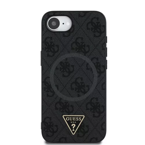  iPhone 16e fekete Guess PU 4G Strass Triangle Metal Logo tok-3666339452810 3 kép