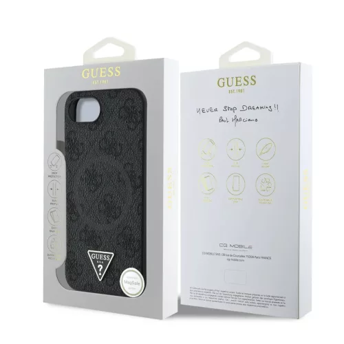  iPhone 16e fekete Guess PU 4G Strass Triangle Metal Logo tok-3666339452810 7 kép