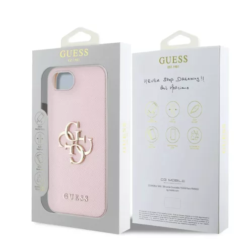  iPhone 16e/17e Rózsaszín Guess PU Grained 4G Fém Logós tok-3666339453282 6 kép
