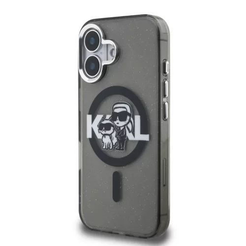  iPhone 16 Fekete Karl Lagerfeld IML Glitter Karl and Choupette Sketch-3666339460785 2 kép