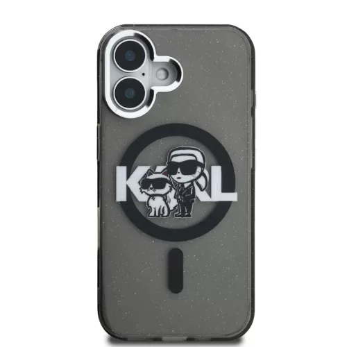  iPhone 16 Fekete Karl Lagerfeld IML Glitter Karl and Choupette Sketch-3666339460785 3 kép