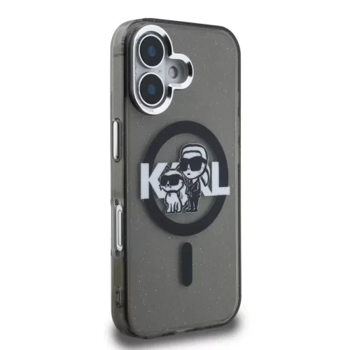  iPhone 16 Fekete Karl Lagerfeld IML Glitter Karl and Choupette Sketch-3666339460785 4 kép