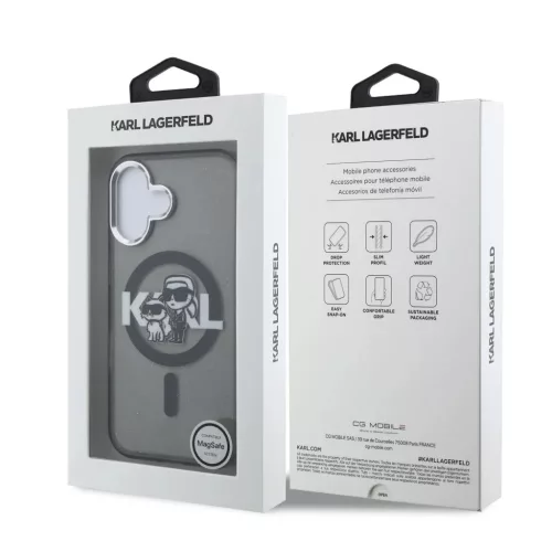  iPhone 16 Fekete Karl Lagerfeld IML Glitter Karl and Choupette Sketch-3666339460785 7 kép