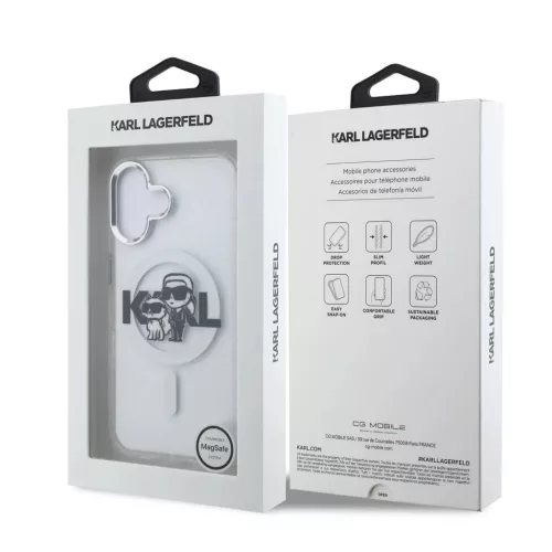  iPhone 16 Karl Lagerfeld IML Glitter Karl and Choupette Sketch MagSaf-3666339460969 7 kép