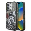  iPhone 16 fekete Karl Lagerfeld Liquid Glitter Scattered Choupette tok