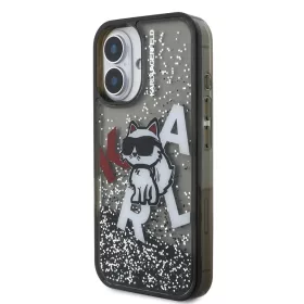  iPhone 16 fekete Karl Lagerfeld Liquid Glitter Scattered Choupette to-3666339464028 2 kép