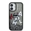  iPhone 16 fekete Karl Lagerfeld Liquid Glitter Scattered Choupette to-3666339464028 3 kép