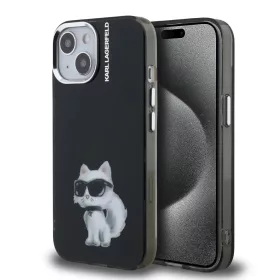  iPhone 15 Fekete Karl Lagerfeld IML Aquarelle Choupette tok