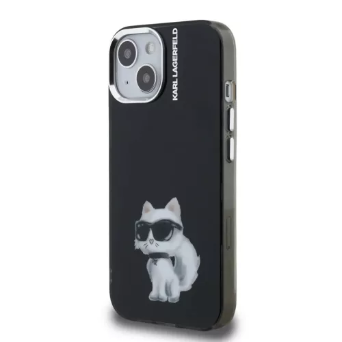  iPhone 15 Fekete Karl Lagerfeld IML Aquarelle Choupette tok-3666339464349 2 kép