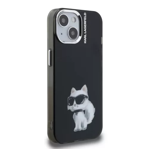  iPhone 15 Fekete Karl Lagerfeld IML Aquarelle Choupette tok-3666339464349 4 kép